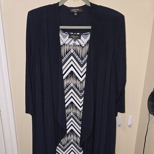 Blue and Tan Sleeveless Dress with Cover 20W R & M Richards